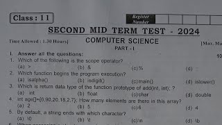 11th computer science second midterm exam original question paper 2024 [upl. by Jacqueline]