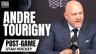 Andre Tourigny Recaps Utah Hockeys First Ever Game Utah Crowd Reaction vs Chicago Blackhawks [upl. by Eaver]