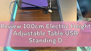 Review 100cm Electric Height Adjustable Table USB Standing Desk With 4 Memory Height Standing Desk [upl. by Bostow]