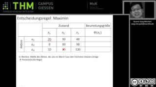 BWL  Entscheidungstheorie MaximinRegel [upl. by Annawyt411]