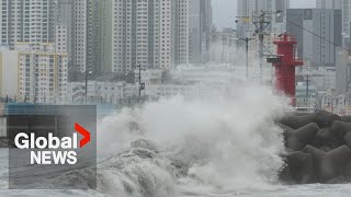 Typhoon Khanun makes landfall in South Korea bringing heavy rains [upl. by Anera706]