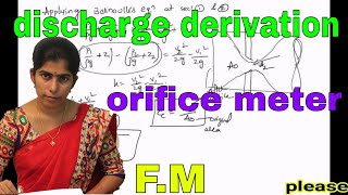 discharge derivation of orifice meter  fluid mechanics etution  orifice meter [upl. by Rafa873]