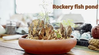 Rockery fish pond micro landscape  How to make a small fish pond with flower pots  Mini Bonsai [upl. by Drandell]