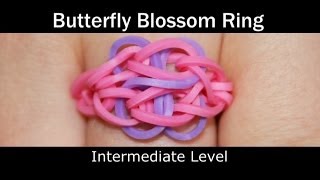 Rainbow Loom® Butterfly Blossom Ring [upl. by Triley]