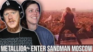 COUPLE React to Metallica  Enter Sandman Live Moscow 1991  OFFICE BLOKE DAVE [upl. by Avika244]