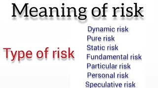 Meaning of risk  types of risk  b com 6 th sem  bba [upl. by Chavez]