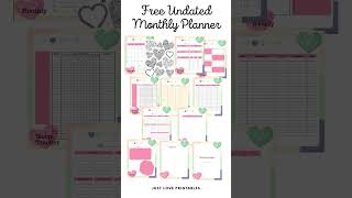 Free Undated Monthly Planner  Just Love Printables [upl. by Henghold]