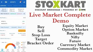 Stoxkart Pro All Segment Live Market Demo in Hindi  Buy Sell Stop Loss Target Bracket Order [upl. by Yelrebmyk]