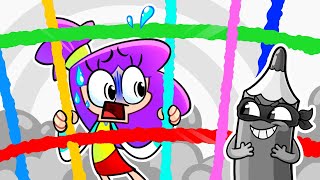 The Naughty Gray Crayon Song 🎶🎶 Funny English for English animation colors [upl. by Dutch]