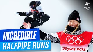 10 INSANE womens halfpipe runs at Beijing 2022 🏂 [upl. by Bilski]