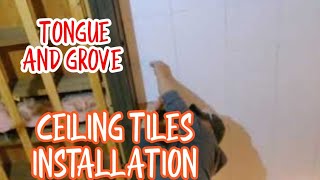 HOW TO INSTALL A TampG TONGUE amp GROVE CEILING TILES  mrideastv8563 [upl. by Anilys]