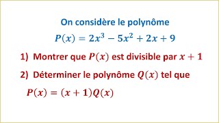 Exercice 1 dans les polynômes ► TRONC COMMUN SCIENTIFIQUE ET TECHNOLOGIQUE [upl. by Olshausen]