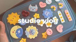 ✿ fazendo brincos e pins de cerâmica fria ✿ studio vlog [upl. by Cita]