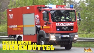 ELW  TLF  LF  GWL2 TH  Feuerwehr Bienenbüttel rückt zeitrealistisch zur Einsatzübung aus [upl. by Boothe]