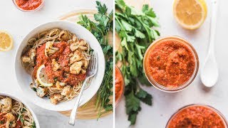 Pasta with Romesco and Roasted Cauliflower  Easy Recipe [upl. by Garek]