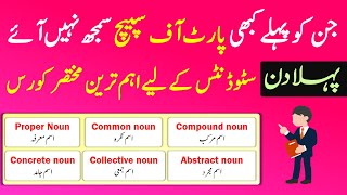 Parts of Speech Course in Urdu  Noun Definition and Its Types Explained with Examples  Day 1 [upl. by Arihs992]