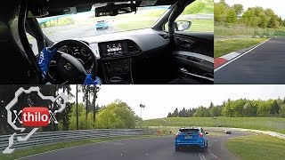 Seat Leon Cupra  new 2016 Ford Focus RS MK3  Tourist Biker on Nürburgring Nordschleife BTG [upl. by Akinajnat928]