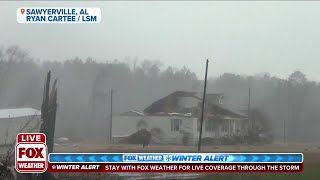 Large Tornado Causes Roof Damage To House In Sawyerville Alabama [upl. by Nawek]