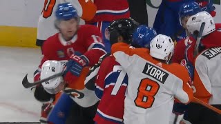 Montreal Canadiens vs Philadelphia Flyers End Of Period Scrum [upl. by Natala]