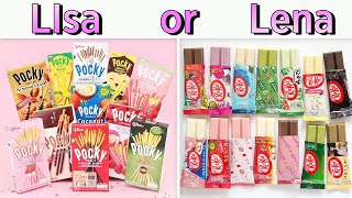 LISA or LENA💖33  Japanese Snacks Sweet Food Hard Choice [upl. by Adolph379]