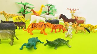 Wild toy animals Panda Lion Elephant Crocodile Cheetah Hippopotamus Arctic wolf Rabbit Bea [upl. by Ecyal]