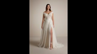 Modernes Brautkleid für Curvy Brides mit Carmenkragen und geschlitztem Rock bridetobe [upl. by Walden]