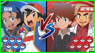 Pokémon Battle Pedia Ash and Goh Vs Professor Oak and Gary [upl. by Deidre]