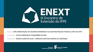 IMPLEMENTAÇÃO DA AGENDA AMBIENTAL NA ADMINISTRAÇÃO PÚBLICA A3P NO IFPE [upl. by Takeshi75]