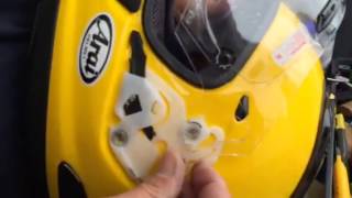 How to change an Arai RX7V visor Bike Social Video Guide [upl. by Atsahc]