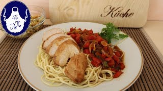 Hähnchenbrustfilet auf Spagetti mit Gemüsesauce [upl. by Aira]