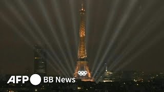 パリ五輪開会式 首都の夜空を照らす壮大なライトショー（2024年7月撮影） [upl. by Tempa]