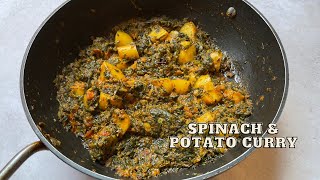 Spinach amp Potato Curry Recipe  Aloo Palak Sabzi  Vegetarian [upl. by Arianna559]