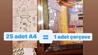 25 ADET A4 KAĞIDINDAN PUZZLE ÇERÇEVE YAPIMI ♻️ [upl. by Halli]