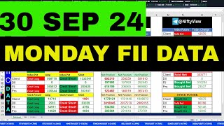 FII DII Data Analysis For monday 30 september💰Monday fii FnO Data analysis  fii dii fno data nifty [upl. by Esom]