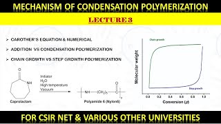 LECTURE 3 CONDENSATION POLYMERIZATION  STEP GROWTH POLYMERIZATION [upl. by Halbeib742]