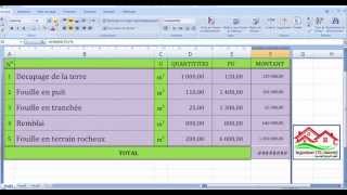 شرح عمل كشف كمي و تقديري للتسويات devis quantitatif et estimatif pour terrassements على Excel [upl. by Esnahc]