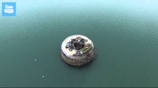 Aerial quadcopter flight from Southsea Bandstand to Spitbank Fort [upl. by Sindee]