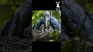 Shoebill shielding chicks from rain shoebill birds animals epic tales ai aiart cuteanimals [upl. by Trudey]