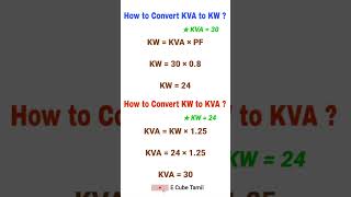 kVA to KW and KW to KVA [upl. by Ofilia367]