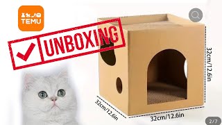 Unboxing Cardboard Cat Scratcher House TEMU with Silver Chinchilla cat temu unboxing silvercat [upl. by Agle]