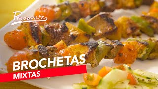 Receta fácil de brochetas mixtas – Prepárate [upl. by Calmas565]