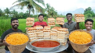 PAV BHAJI  Mumbai Special Street Food Misal Pav Recipe  Village Food [upl. by Suoivatra]