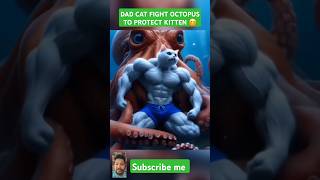 DAD CAT FIGHT OCTOPUS TO PROTECT KITTEN cat cute cutecat aiimages aicat shorts youtubeshorts [upl. by Lib]