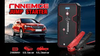 FNNEMGE Car Jump Starter 4000A Peak 21800mAh 12V Super Safe Jump StarterUp to 80L Gas or 65L Diesel [upl. by Anaiq770]