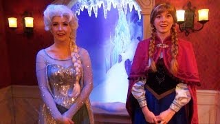 Anna and Elsa Meet amp Greet w Talking Olaf at Fantasyland Frozen Royal Reception Disneyland [upl. by Chenee]