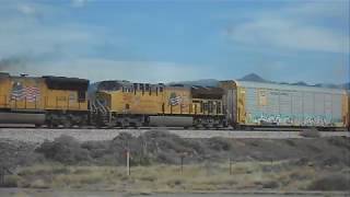 UP Autorack and Stack Train at Carrizozo New Mexico [upl. by Phaih]