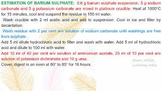 Gravimetry Estimation of BaSO4 by Shom Prakash Kushwaha HYGIA INDIA [upl. by Ugo]