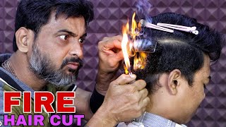 Head On Fire 🔥 Change Your Look Completely by All New Fire Haircut 💈 Traditional Indian Scissor ASMR [upl. by Asinet]