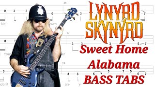 Lynyrd Skynyrd  Sweet Home Alabama BASS TABS  Cover  Tutorial  Lesson [upl. by Palumbo]