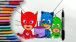 Cómo Dibujar y Colorear a Catboy Buhita y Gekko de Pj Masks Paso a Paso Fácil para Niños [upl. by Zilber]